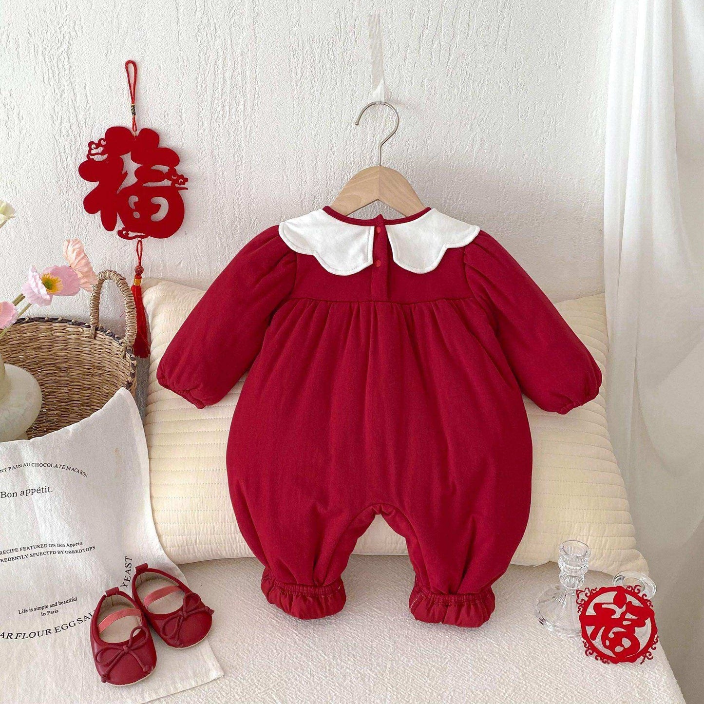 Winter New Arrival Baby Girls Cute Rabbits and Fruits Embroidered Pattern Warm Padded Thick Romper - Skoutley Outdoors LLC