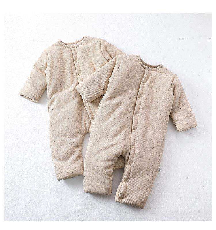 Winter Arrival Unisex Baby’s Padded Oatmeal-colored Long Rompers for Warmth - Skoutley Outdoors LLC