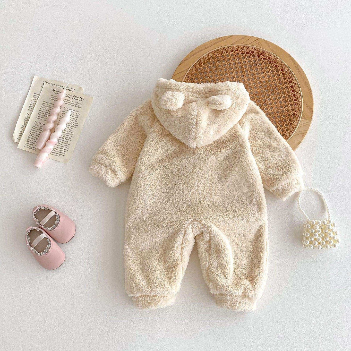 Winter New Arrival Baby Cute Teddy Hooded Design Warm Fleece Rompers - Skoutley Outdoors LLC