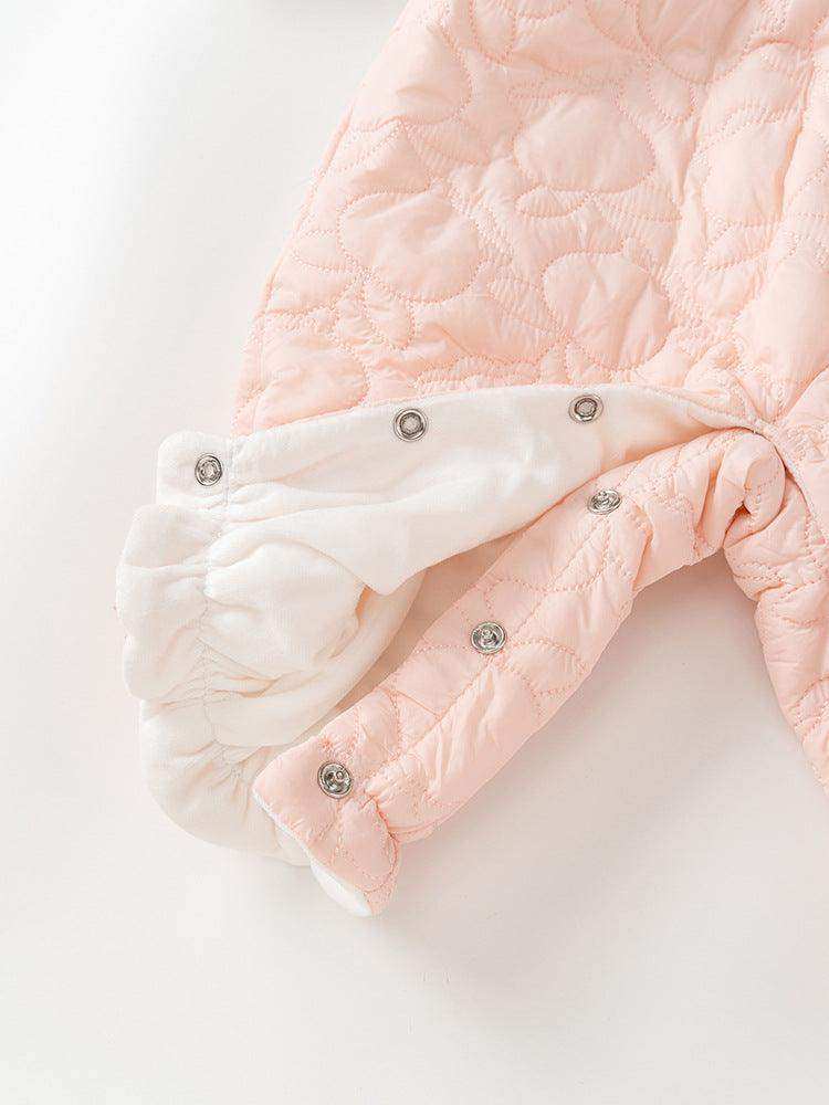 Winter Baby Thick Home Clothes Pink-White Patchwork Romper With Hat - Skoutley Outdoors LLC