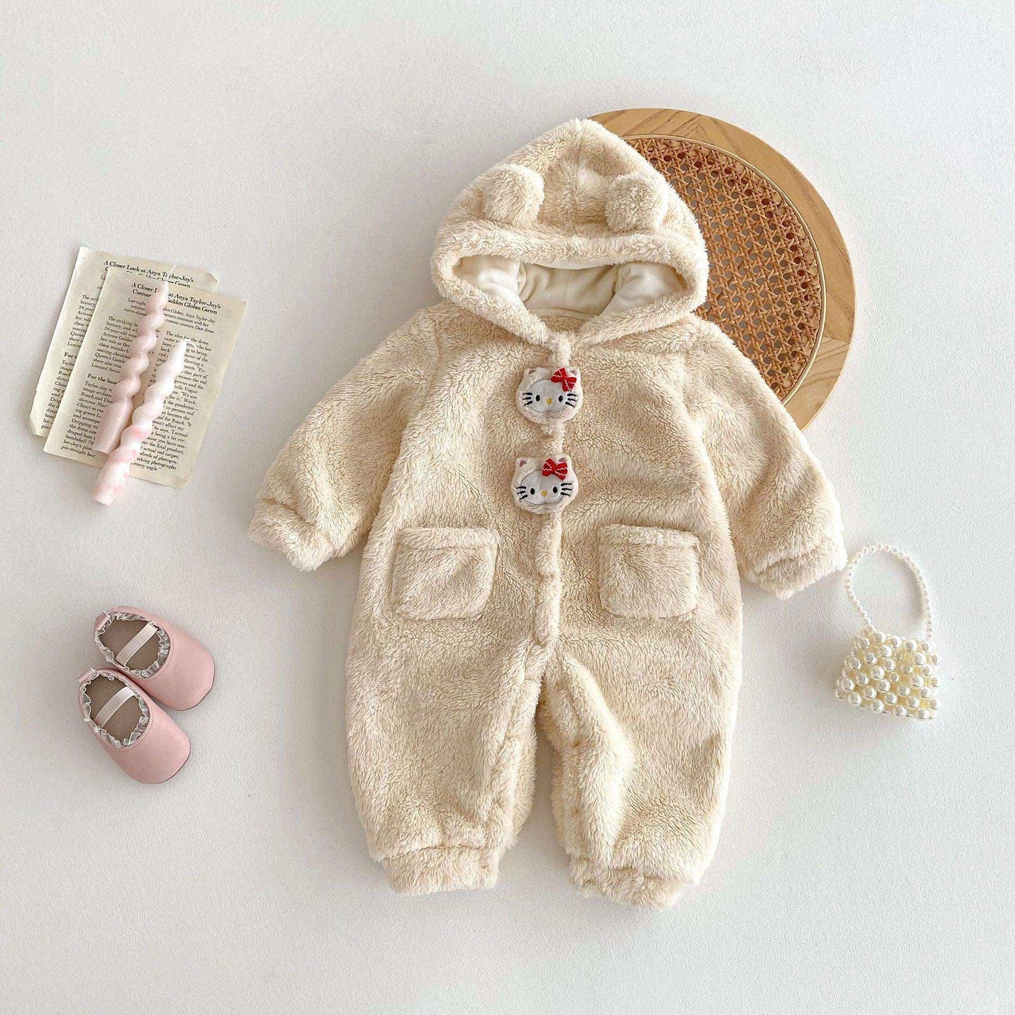 Winter New Arrival Baby Cute Teddy Hooded Design Warm Fleece Rompers - Skoutley Outdoors LLC