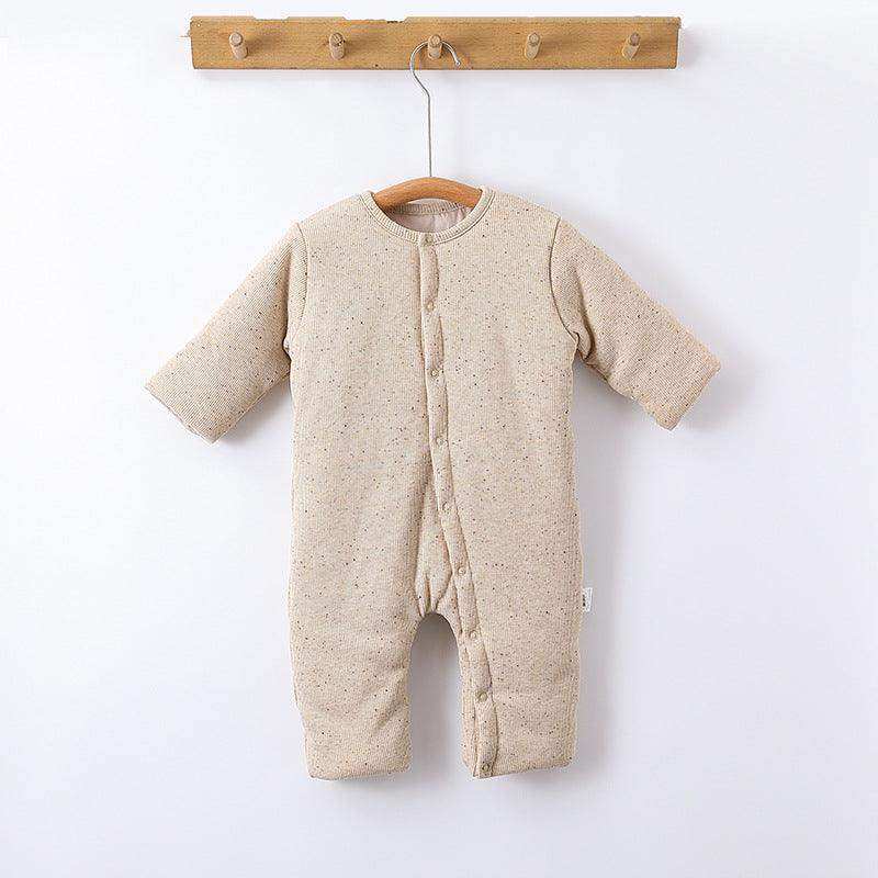 Winter Arrival Unisex Baby’s Padded Oatmeal-colored Long Rompers for Warmth - Skoutley Outdoors LLC