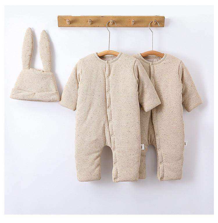 Winter Arrival Unisex Baby’s Padded Oatmeal-colored Long Rompers for Warmth - Skoutley Outdoors LLC
