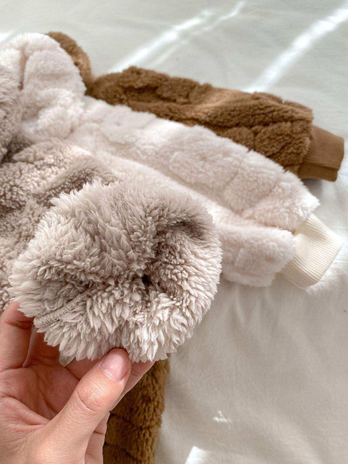 Winter Infant Baby Lovely Teddy Bear Cartoon Pattern Turndown Collar Thermal Pajamas Romper - Skoutley Outdoors LLC