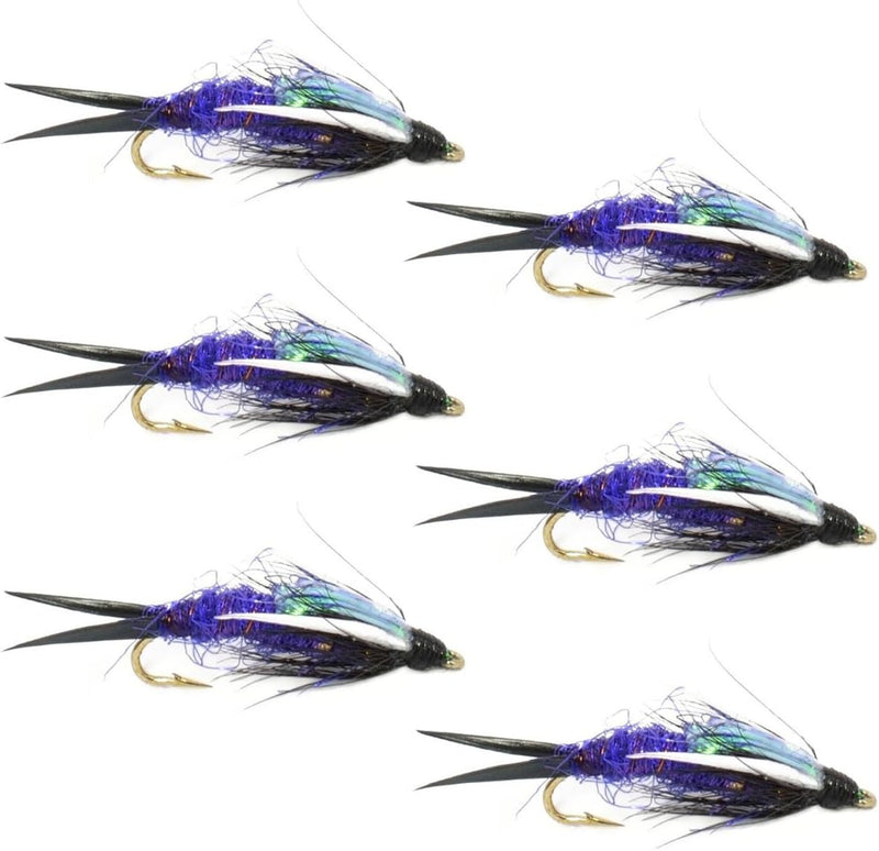 Load image into Gallery viewer, Double Bead Purple Psycho Prince Nymph Fly Fishing Flies - 6 Flies Hook Size 8