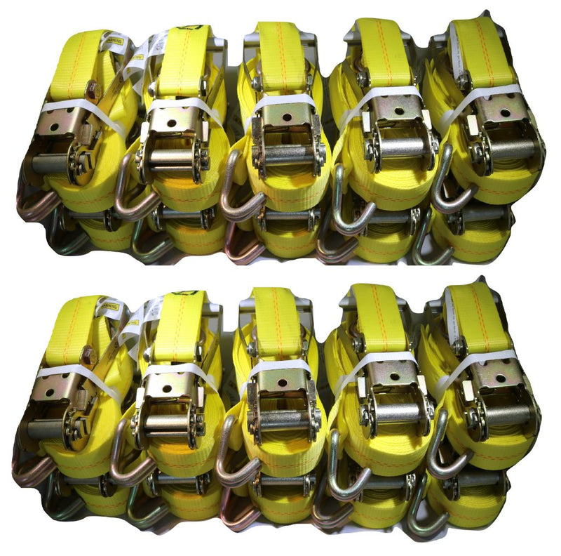 Load image into Gallery viewer, QTY 20 - 2" x 27 Ft. Flatbed Ratchet Strap w/ Wire Hooks