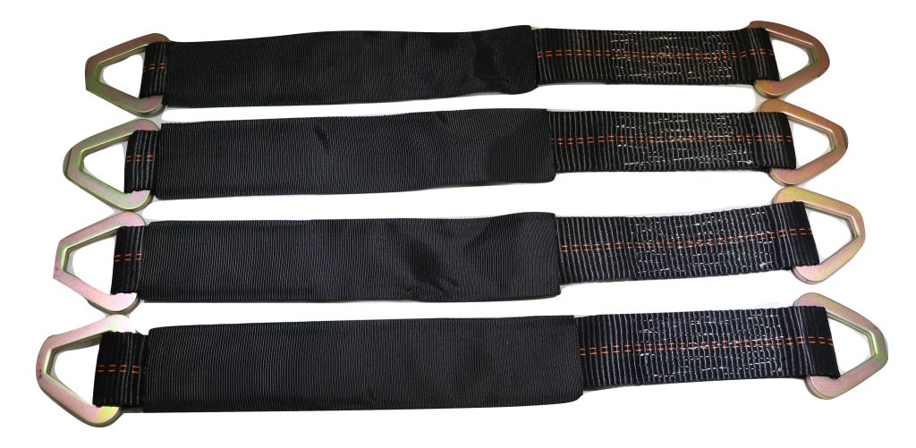 24 Inch Axle Straps Auto Car Hauler Tie Downs Tow Wrecker 4 PACK | BLACK