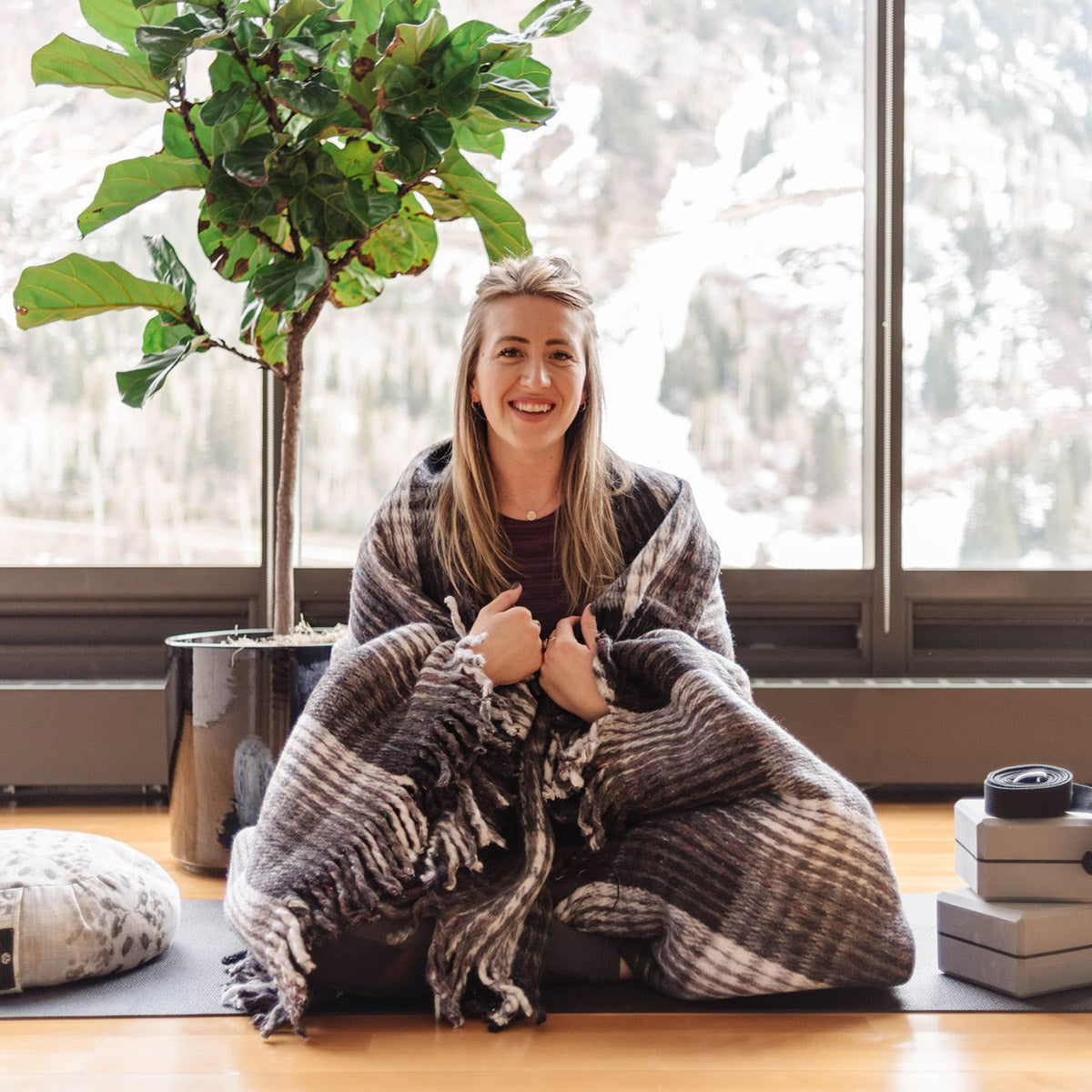 Recycled Plaid Yoga Blanket