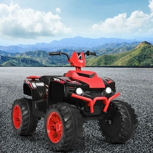 Red 12V Kids ATV with LED Lights and Treaded Tires