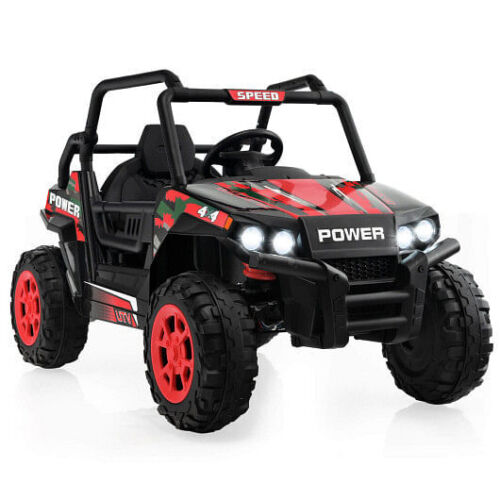 Red 12V Kids UTV Ride on Car with Remote Control, Music, and LED Lights