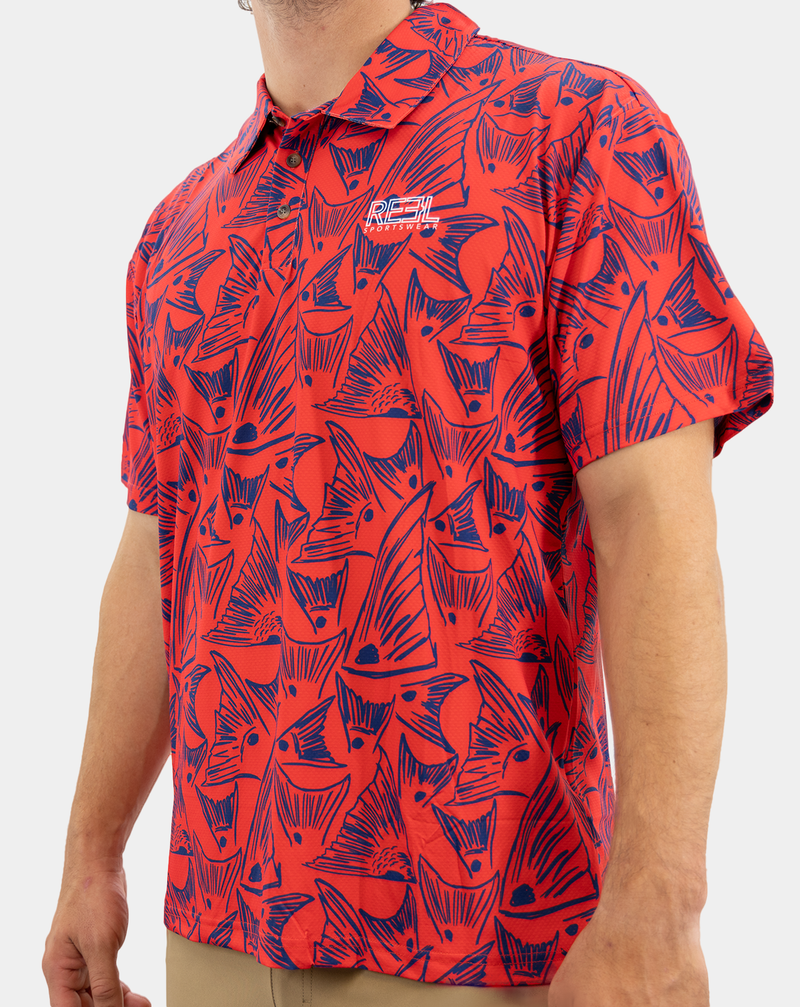 Load image into Gallery viewer, Redfish, White, Blue Polo