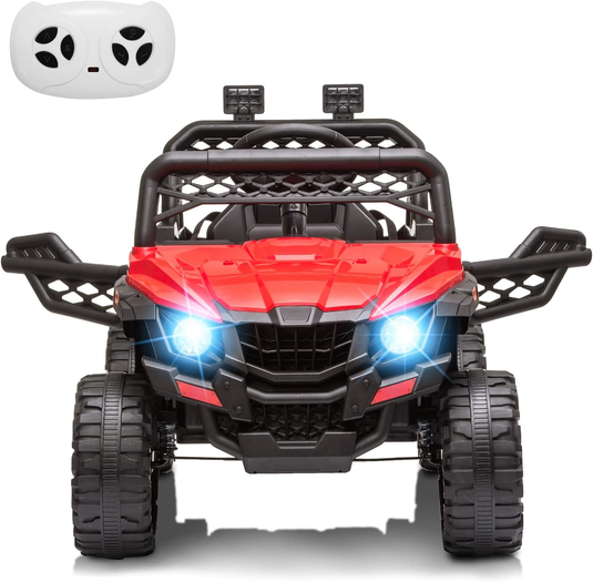 Remote Control Ride-On Truck for Kids with Spring Suspension and LED Lights - 12V