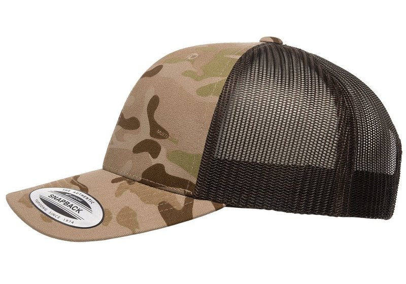 Load image into Gallery viewer, Retro Snapback Trucker Flexfit Cap Multicam Arid/Brown