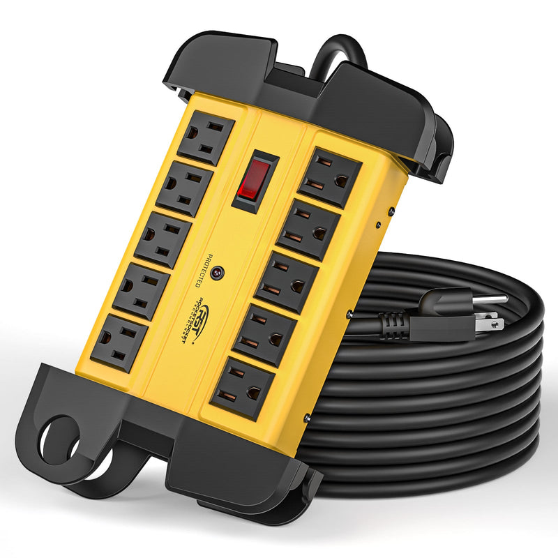 Load image into Gallery viewer, 10-Outlet Metal Heavy Duty Surge Protector Power Strip, 2800 Joules Protection