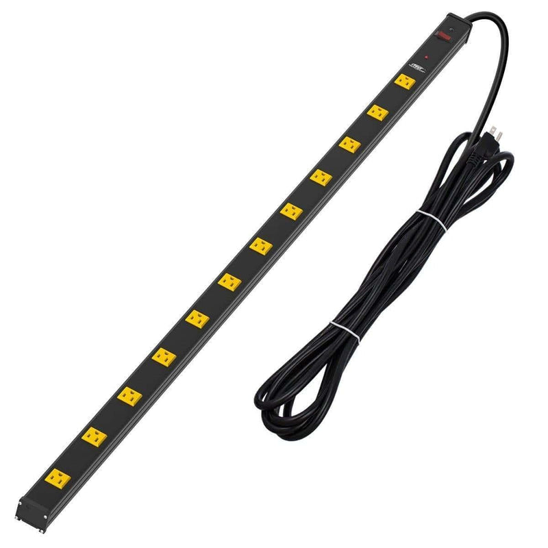 Load image into Gallery viewer, Wide Spaced 12 Outlets Mountable Metal Power Strip Surge Protector, 15FT Power Cord, Mounting Brackets Included