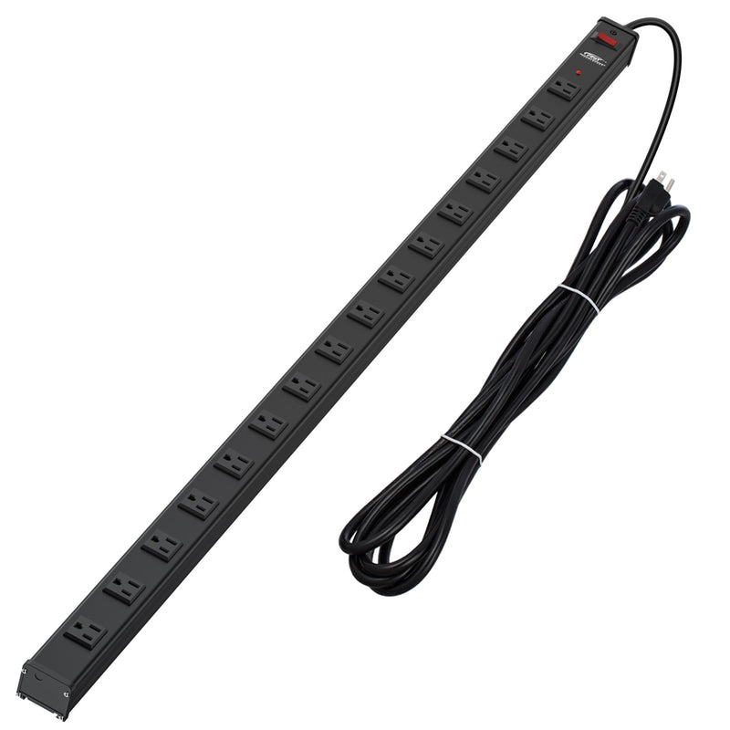 Load image into Gallery viewer, 16-Outlet Metal Power Strip Surge Protector, 1800 Joules, 2.6" Ultra-Wide Spaced, 15ft