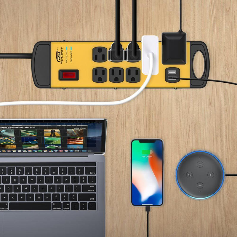 Load image into Gallery viewer, CRST 8-Outlet Dual USB Mountable Metal Power Strip Surge Protector