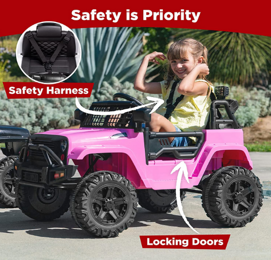 Rosa Electric Ride-On Car for Girls with Remote Control and Music - Rechargeable