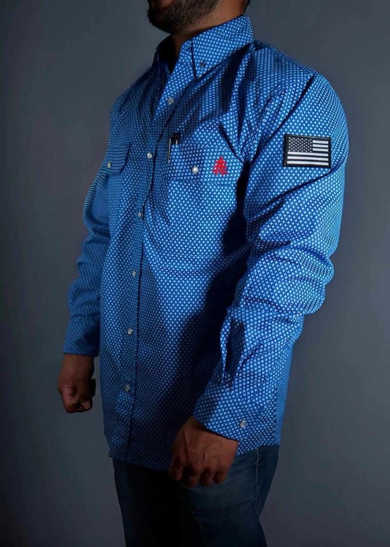 Load image into Gallery viewer, FR Pearl Snap Work Shirt - Royal Blue