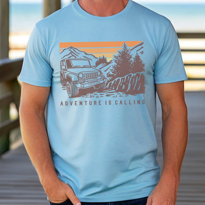 Load image into Gallery viewer, Men's Off-Roading Adventure Is Calling T, Blue or Grey