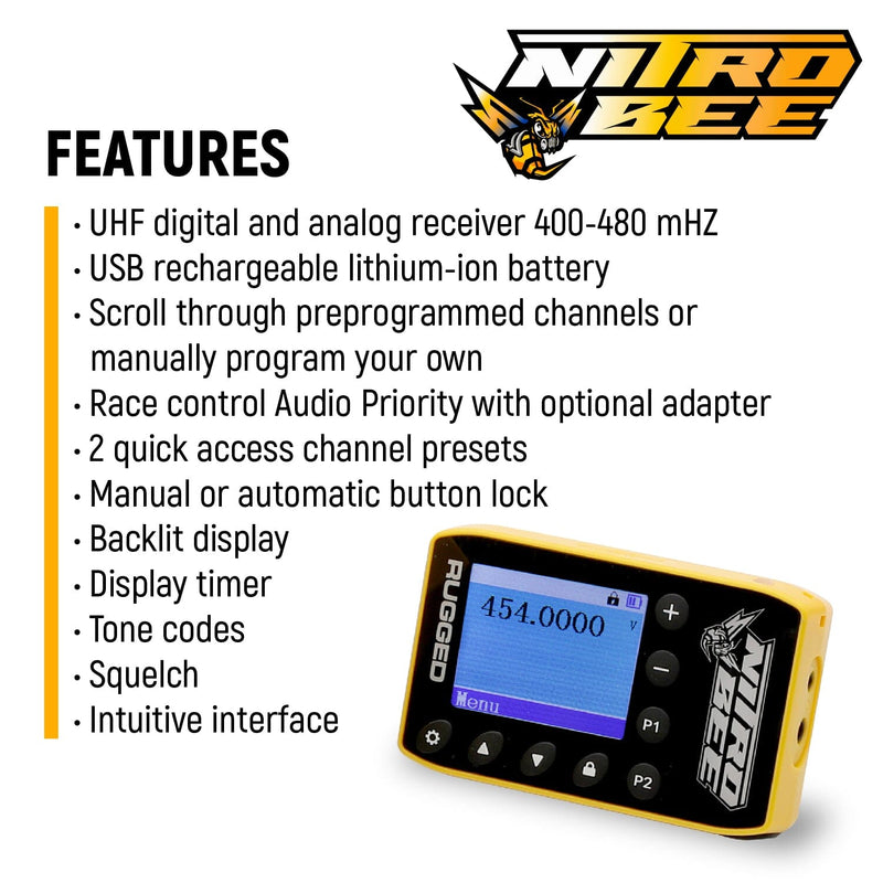 Load image into Gallery viewer, Rugged Radios BUNDLE - H80 Track Talk Linkable Intercom Headset with NITRO BEE XTREME UHF Race Receiver and Carry Bag