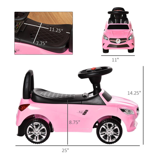Ride-On Sliding Car with Horn, Music, Lights, and Storage – No Power Needed