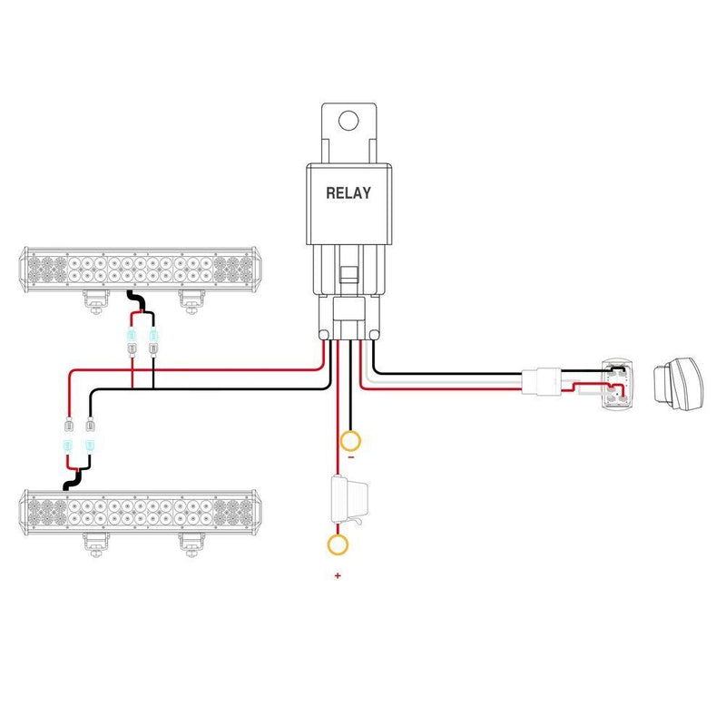 Load image into Gallery viewer, LED LIGHT BAR WIRING HARNESS KIT (2 LEADS 16AWG) WITH FUSE 12V 40A RELAY 3/4" ON/OFF SWITCH