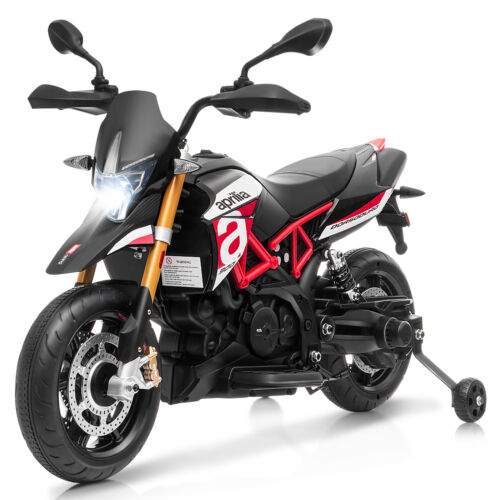 Red 12V Licensed Kids Ride On Motorcycle with Headlight and Training Wheel