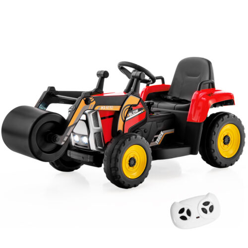 12V Electric Tractor for Kids with Remote Control, LED Lights, and Music - Red