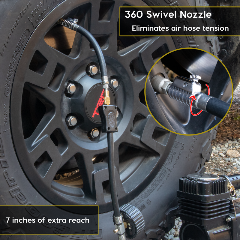 Load image into Gallery viewer, Lightning™ S2X Quick-Connect Locking Tire Inflator Air Chuck Extension | Patented Lock-on Compressor Hose Attachment (Open Flow)