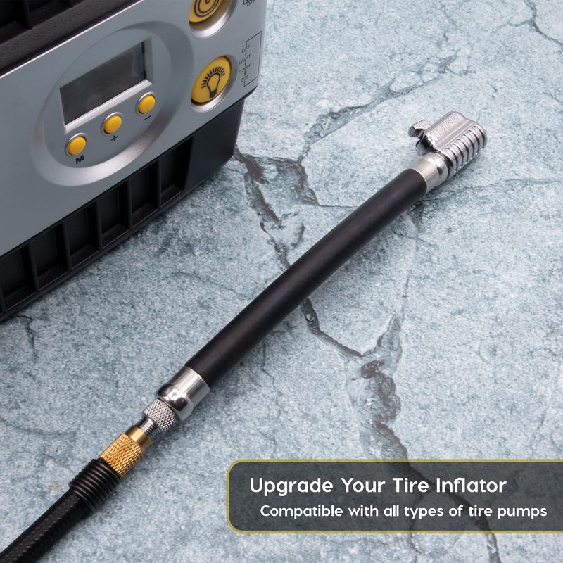Load image into Gallery viewer, Lightning™ S2X Quick-Connect Locking Tire Inflator Air Chuck Extension | Patented Lock-on Compressor Hose Attachment (Open Flow)