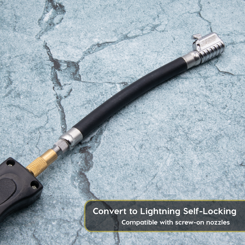 Load image into Gallery viewer, Lightning™ S2X Quick-Connect Locking Tire Inflator Air Chuck Extension | Patented Lock-on Compressor Hose Attachment (Open Flow)