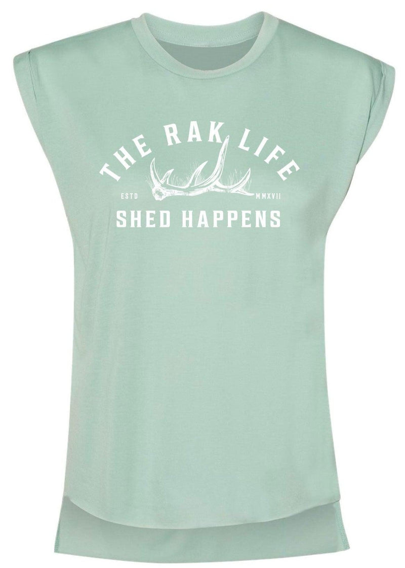 Load image into Gallery viewer, Womens Shed Happens Flowy Muscle Tee