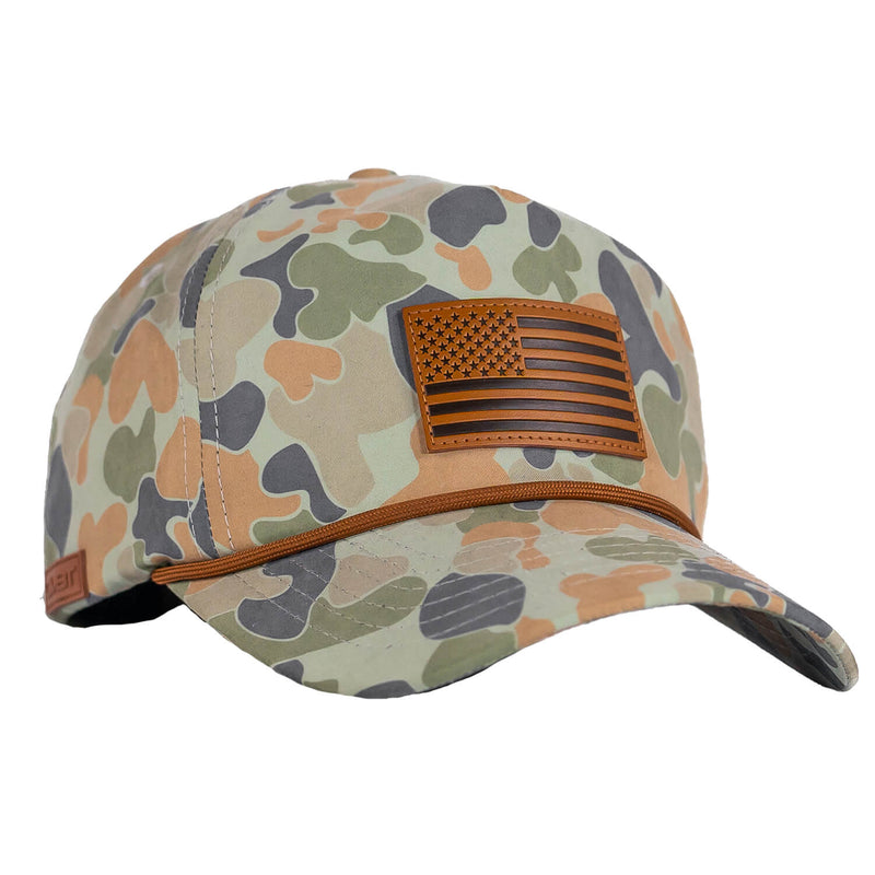 Load image into Gallery viewer, American Flag Leather Patch Crushable Rope Snapback Hat