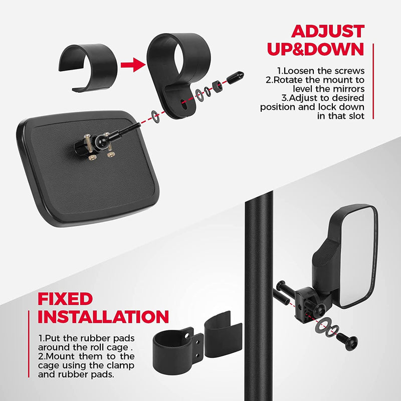 Load image into Gallery viewer, UTV Side Mirrors and Center Mirror with 1.6" to 2" Roll Bar Cage