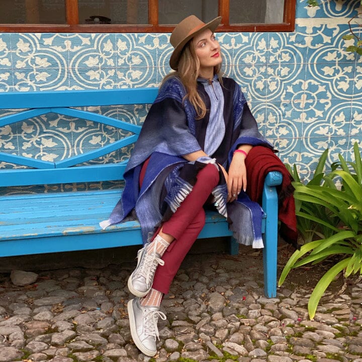 Load image into Gallery viewer, Soft Blues Alpaca Poncho