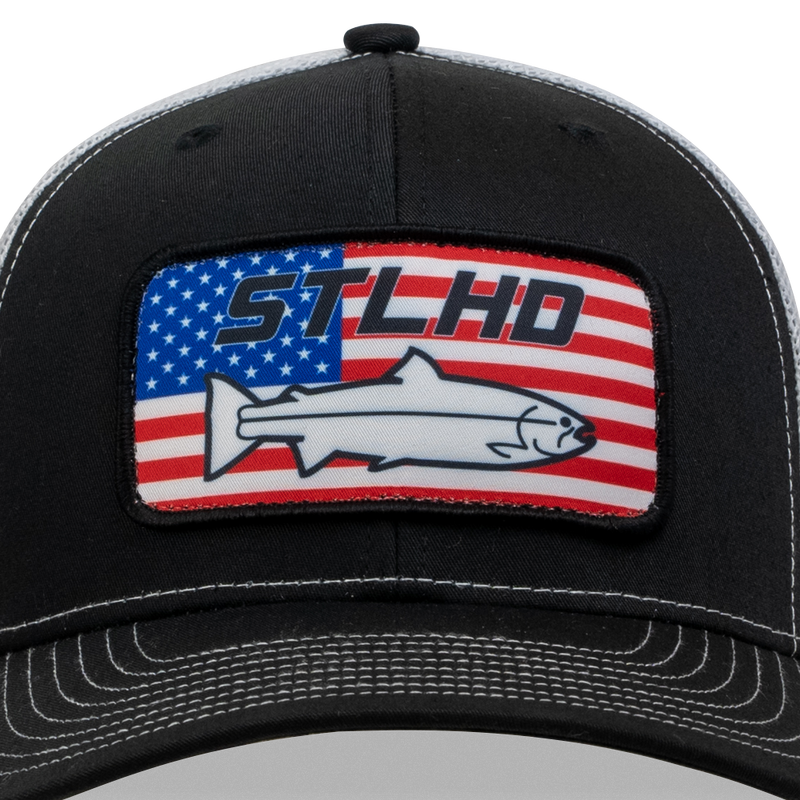 Load image into Gallery viewer, STLHD Nation Black/White Trucker Snapback Hat