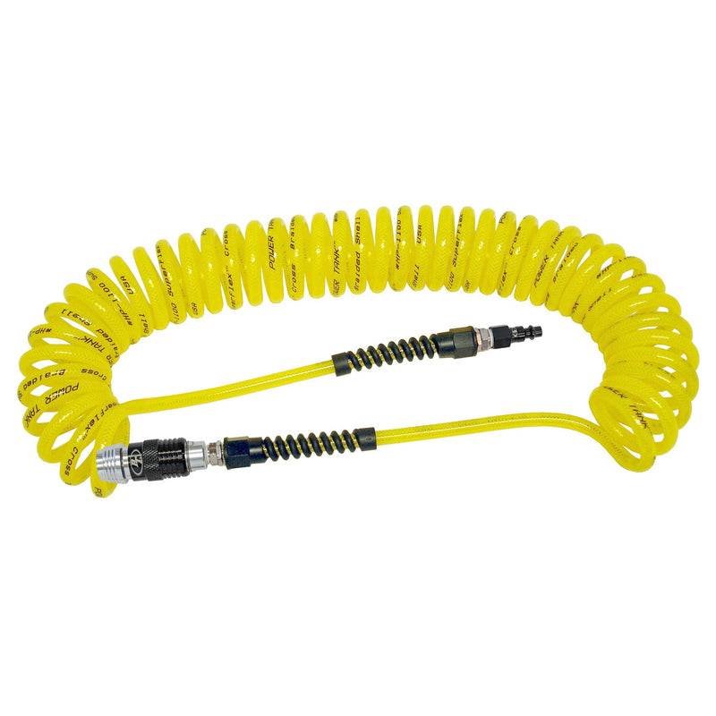 Load image into Gallery viewer, Air Hose 30 ft. Coiled 1/4" NPT Male Thread Superflex High Pressure Yellow Power Tank