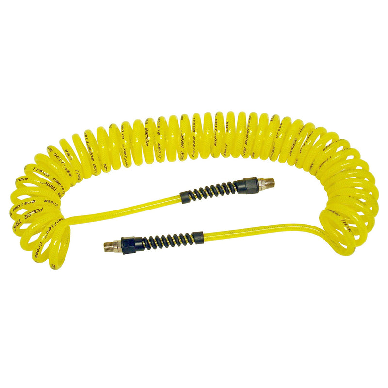 Load image into Gallery viewer, Air Hose 30 ft. Coiled 1/4" NPT Male Thread Superflex High Pressure Yellow Power Tank