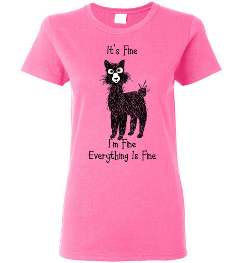 Load image into Gallery viewer, t-shirt: Alpaca I'm Fine Ladies Short-Sleeve