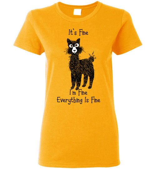 Load image into Gallery viewer, t-shirt: Alpaca I'm Fine Ladies Short-Sleeve
