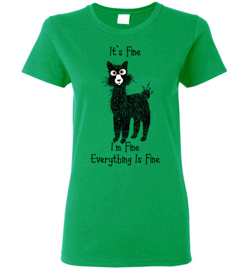 Load image into Gallery viewer, t-shirt: Alpaca I'm Fine Ladies Short-Sleeve