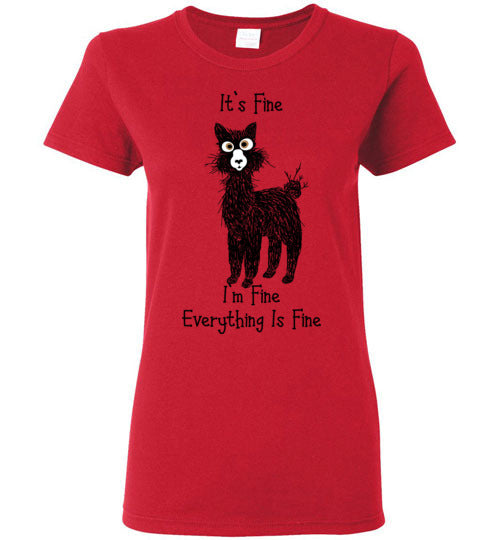 Load image into Gallery viewer, t-shirt: Alpaca I'm Fine Ladies Short-Sleeve