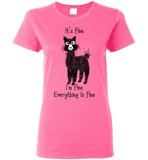 Load image into Gallery viewer, t-shirt: Alpaca I'm Fine Ladies Short-Sleeve