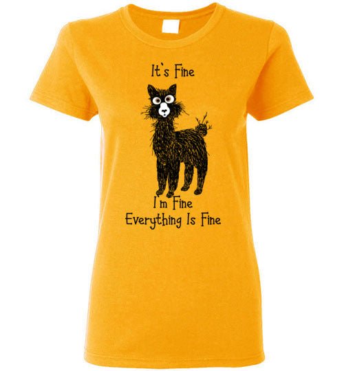 Load image into Gallery viewer, t-shirt: Alpaca I'm Fine Ladies Short-Sleeve