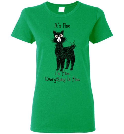 Load image into Gallery viewer, t-shirt: Alpaca I'm Fine Ladies Short-Sleeve