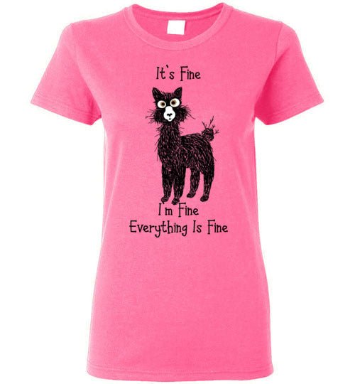 Load image into Gallery viewer, t-shirt: Alpaca I'm Fine Ladies Short-Sleeve