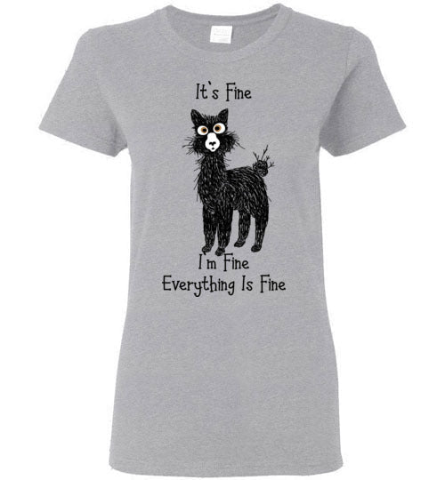 Load image into Gallery viewer, t-shirt: Alpaca I'm Fine Ladies Short-Sleeve