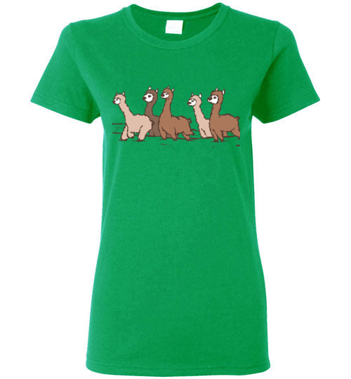 Load image into Gallery viewer, t-shirt: Curious Alpacas Gildan Ladies Short-Sleeve