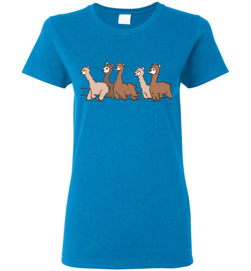 Load image into Gallery viewer, t-shirt: Curious Alpacas Gildan Ladies Short-Sleeve